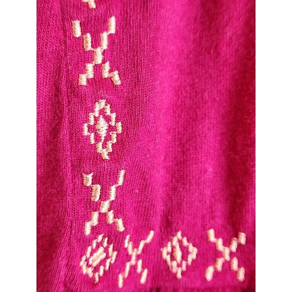 Kim Rogers Top Womens Large  L magenta‎ Key Hole Front Embroidered Long Sleeve - Picture 2 of 8